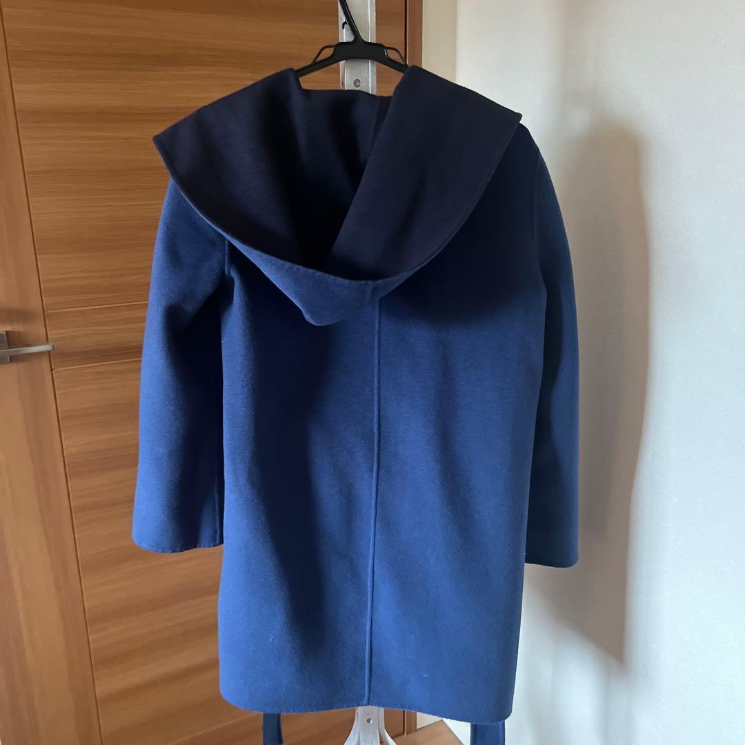 MAX MARA STUDIO ネイビー ブルー　リバーシブルフード付きコート