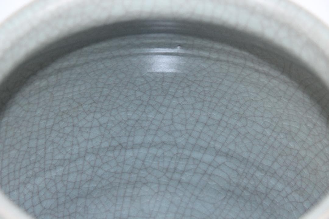 日本美術　藤田和廣作　青磁花瓶　共箱　未使用　陶芸工房「久玲居」 ED11-19