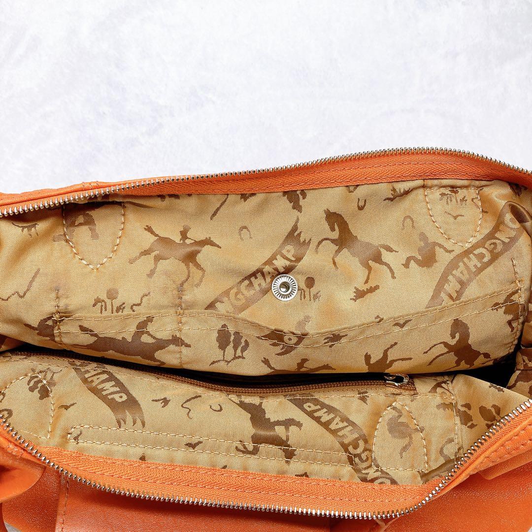 ✨美品✨ロンシャン ル プリアージュ オールレザー 2wayバッグ オレンジ