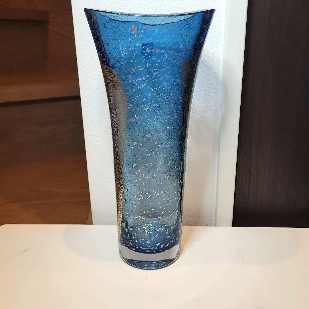 東洋 佐々木ガラス 花瓶 花模様 金箔 東京都知事指定 伝統工芸品