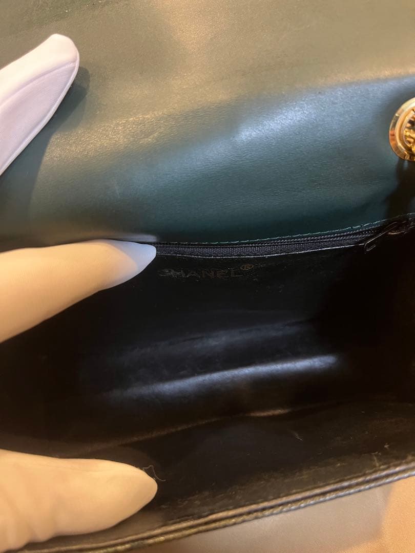 CHANEL リザード チェーンバッグ ヴィンテージ 正規品　ブラック　グリーン