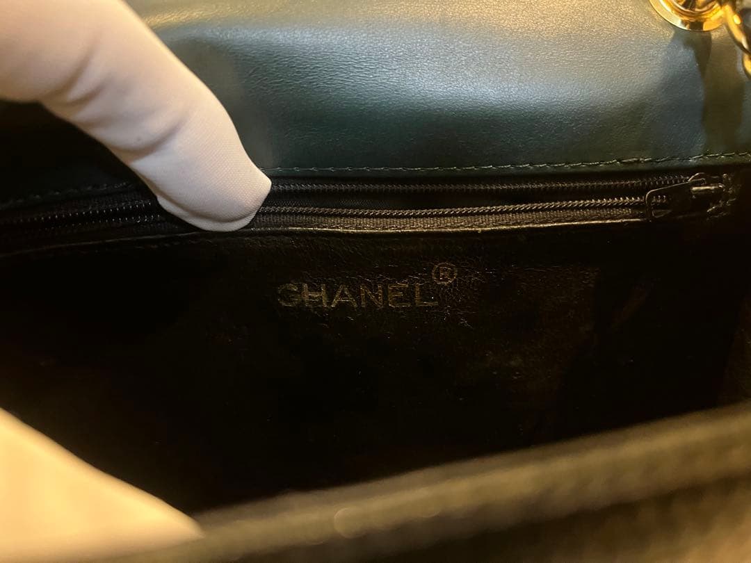 CHANEL リザード チェーンバッグ ヴィンテージ 正規品　ブラック　グリーン