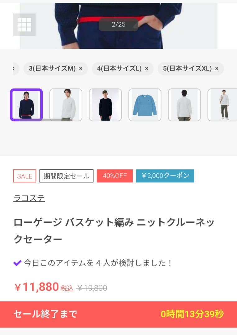 ローゲージ バスケット編み ニットクルーネックセーター