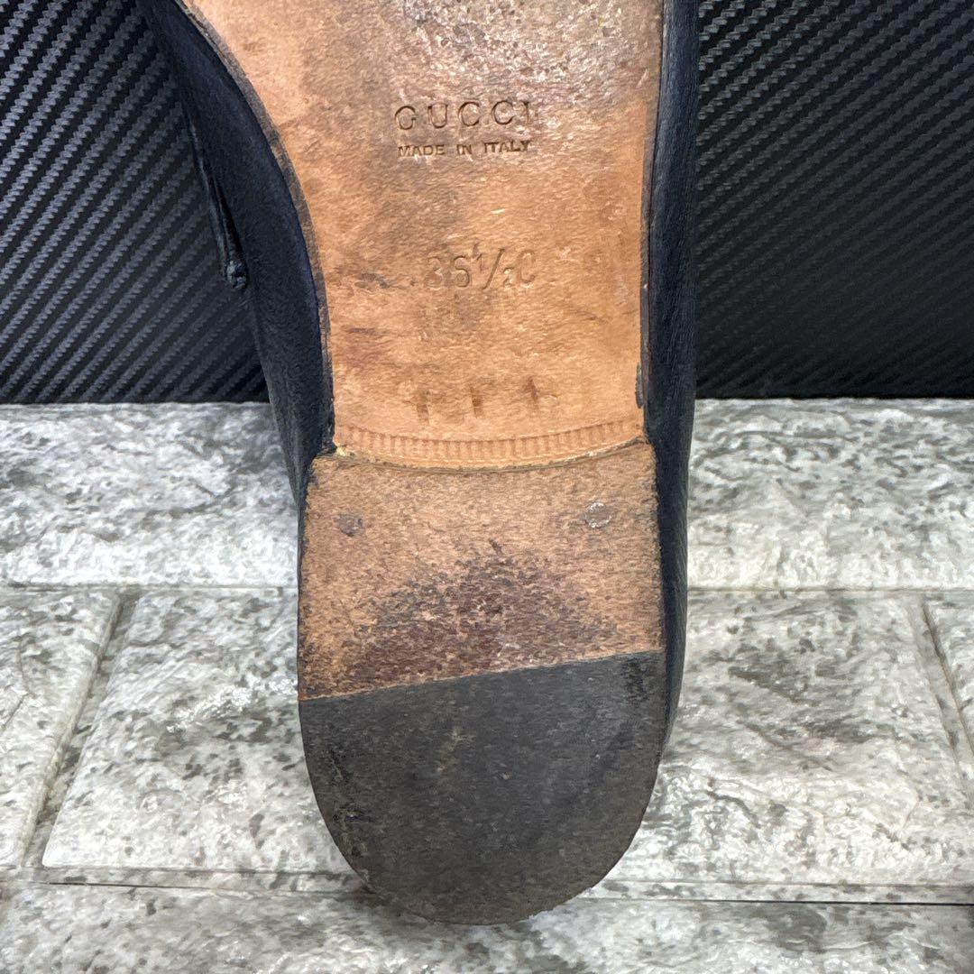 グッチGUCCI　ホースビットローファー　紺　シルバー　36 1/2 ビンテージ