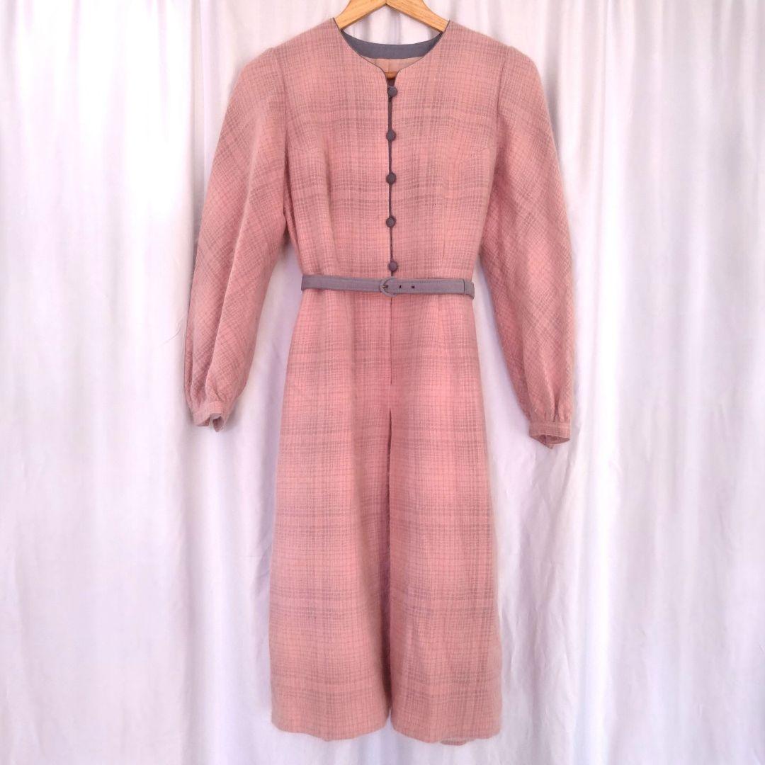 昭和レトロワンピース　1点もの　L～LL　オーダーメイド　ウール　アンゴラ