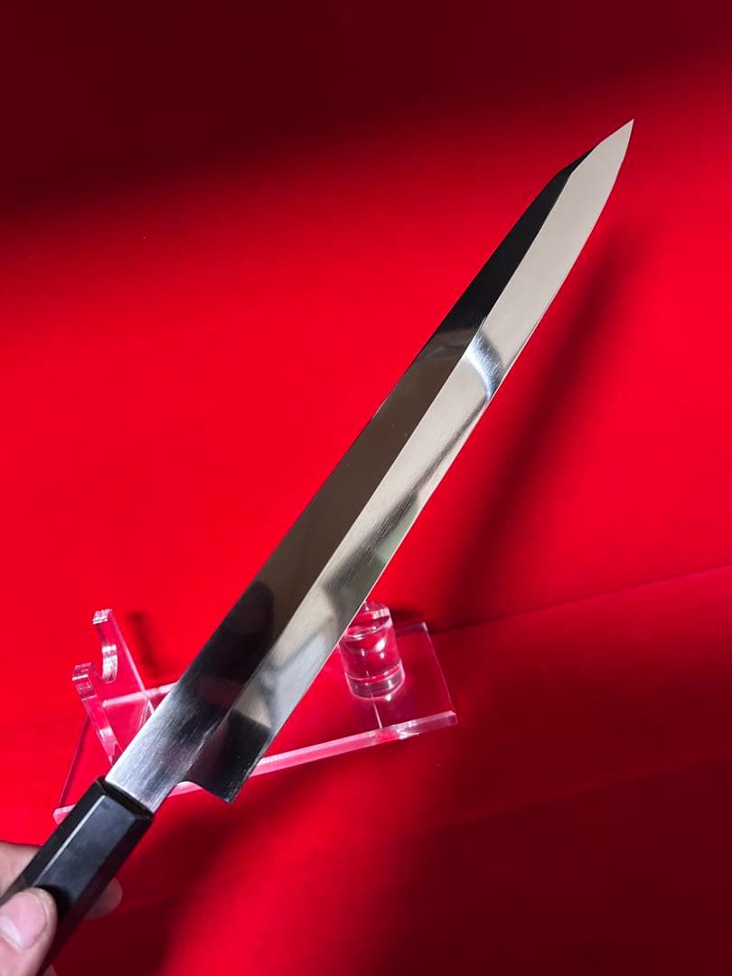 01582 包丁　飛燕型切付　尺　鏡面仕上げ　切味抜群　箱付　未使用品