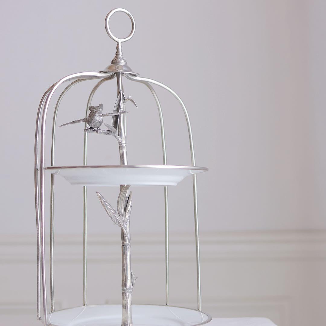 アトリエジュンコ　2段式ケーキスタンド 鳥カゴのデザイン　サラグレース