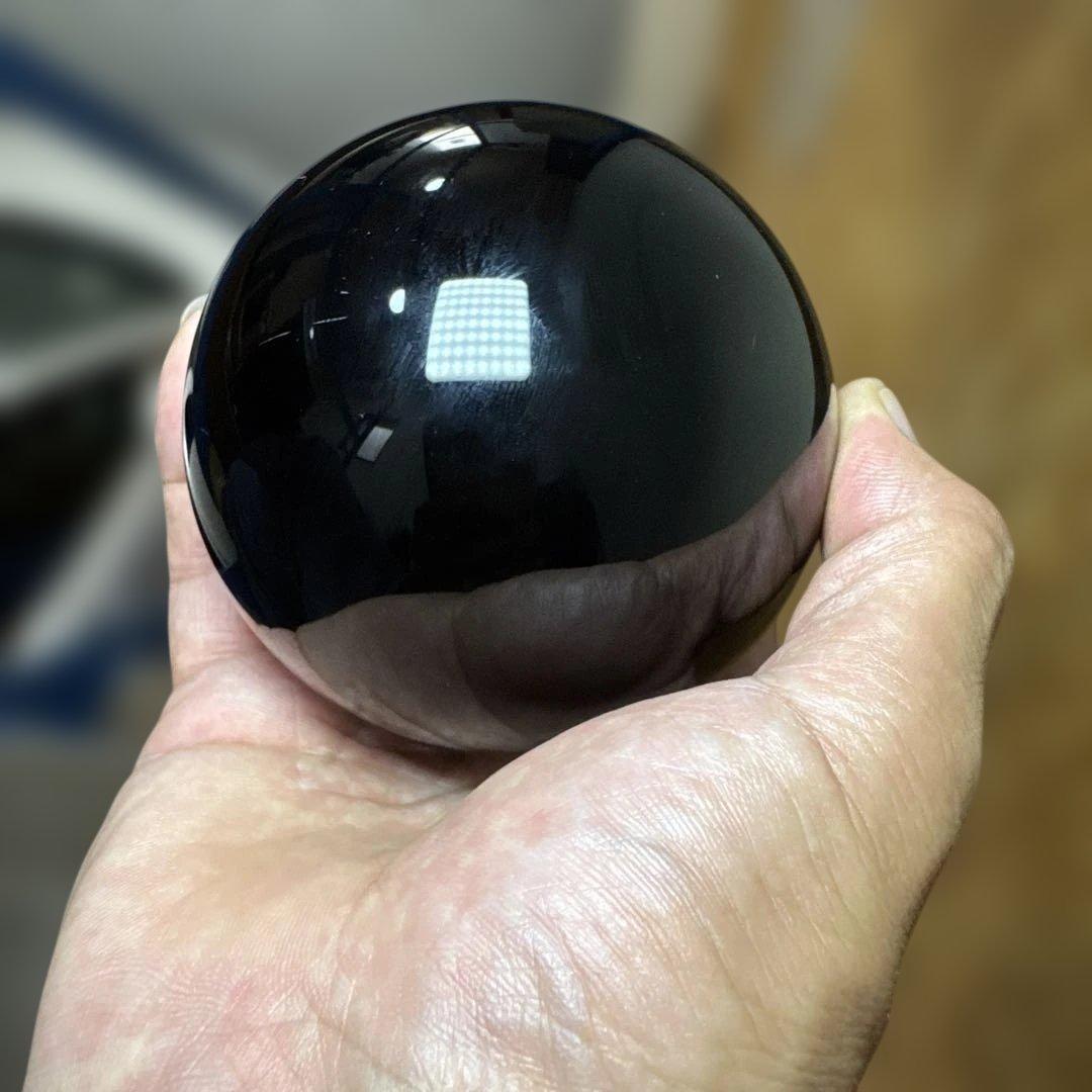 【超希少】魔除け　加熱　モリオンスフィア　黒水晶　約8.7cm