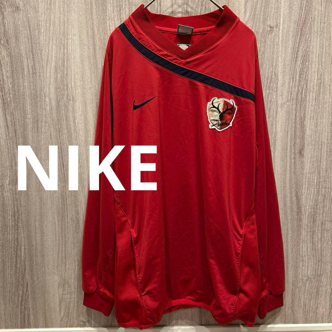 【美品】NIKE 鹿島アントラーズ 長袖Vネックスウェットシャツ 刺繍ロゴ 古着