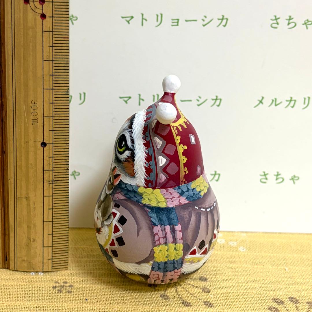 猫　マトリョーシカ　おきあがりこぼし　ロシア雑貨　手描き