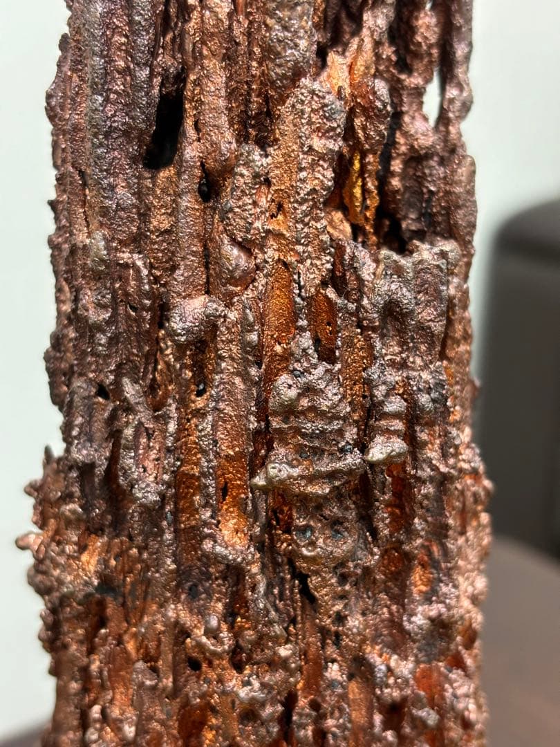 置物 ガラスケース入り 住友金属銅山　銅滴　塔状 木製台座付き