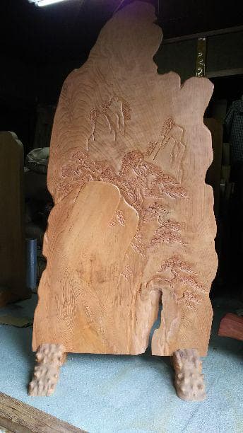 【限界価格】屋久杉衝立 梅にうぐいす