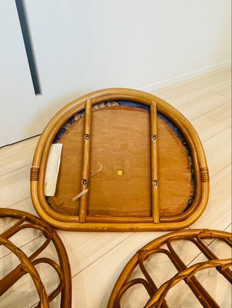 【3点セット】籐　座椅子　昭和　レトロ　和　アンティーク　ラタン