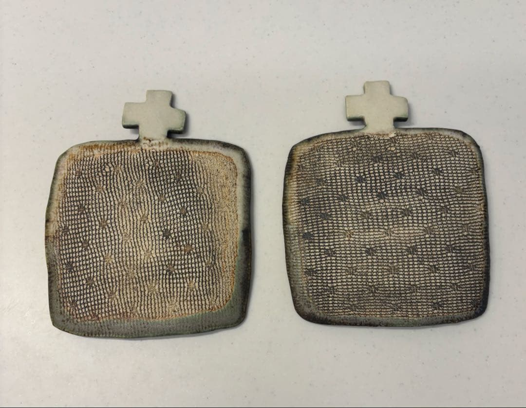 【新品未使用・大幅値下げ】本田あつみ　陶器　プレート　クロス　皿　ケーキ皿