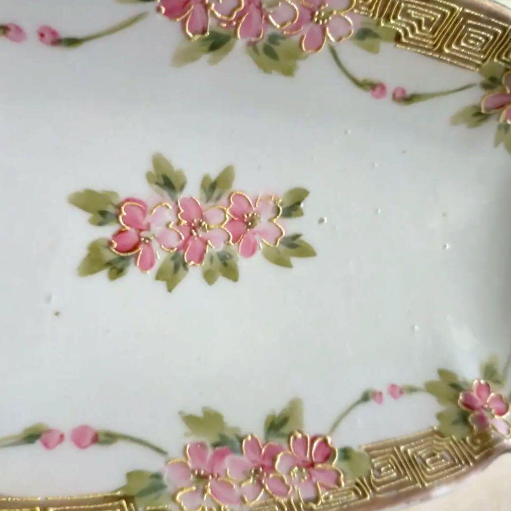 1891~1915年★カエデ印★オールドノリタケ 金彩盛り上げ花絵皿」