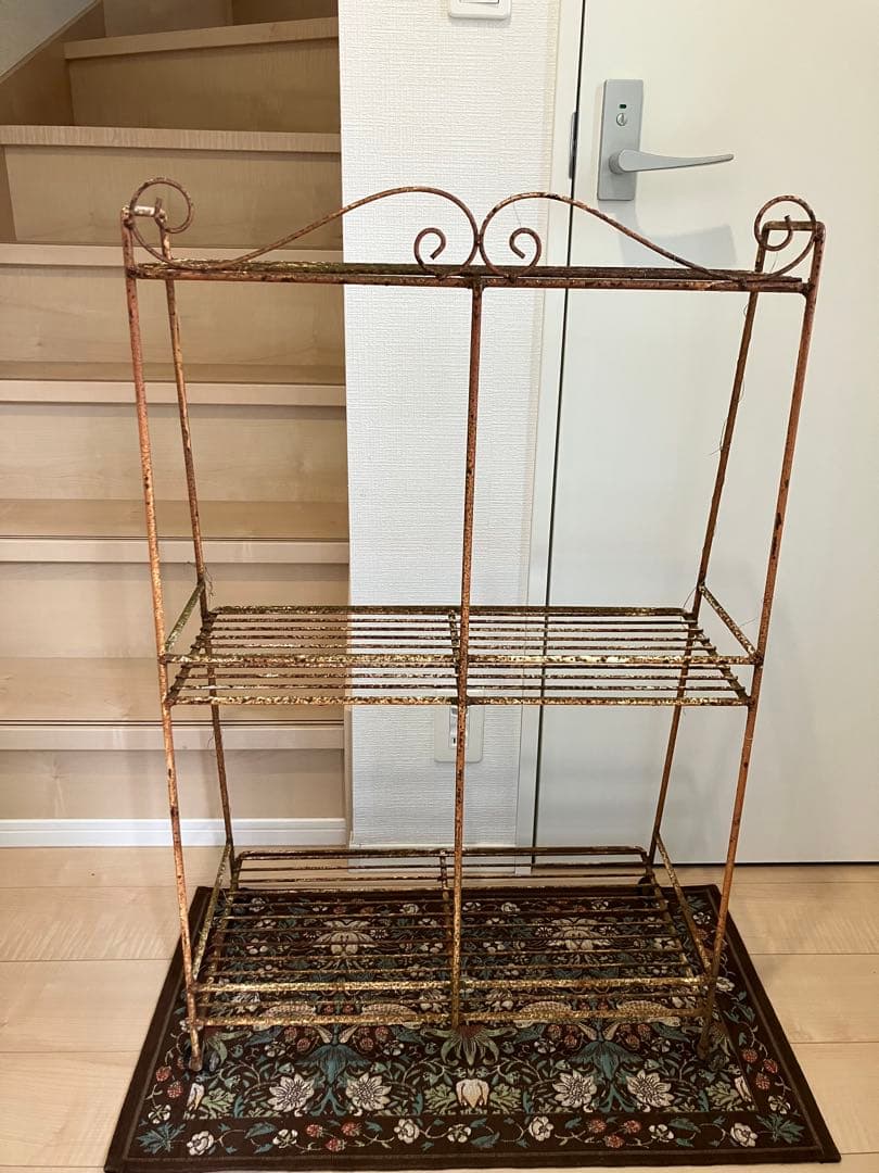 ヴィンテージ　レトロ　アンティーク　バスケット　棚　シェルフ　ガーデニング