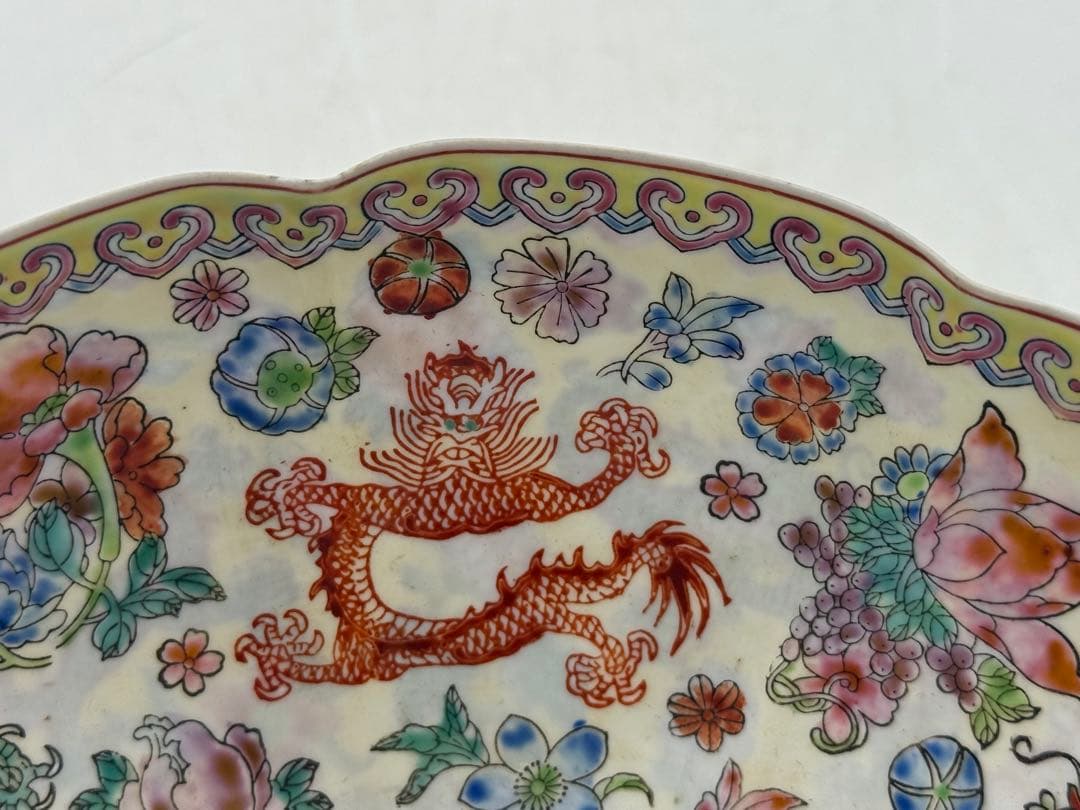 中国　卵殻手　粉彩龍紋碗　乾隆年製　送料込み251106