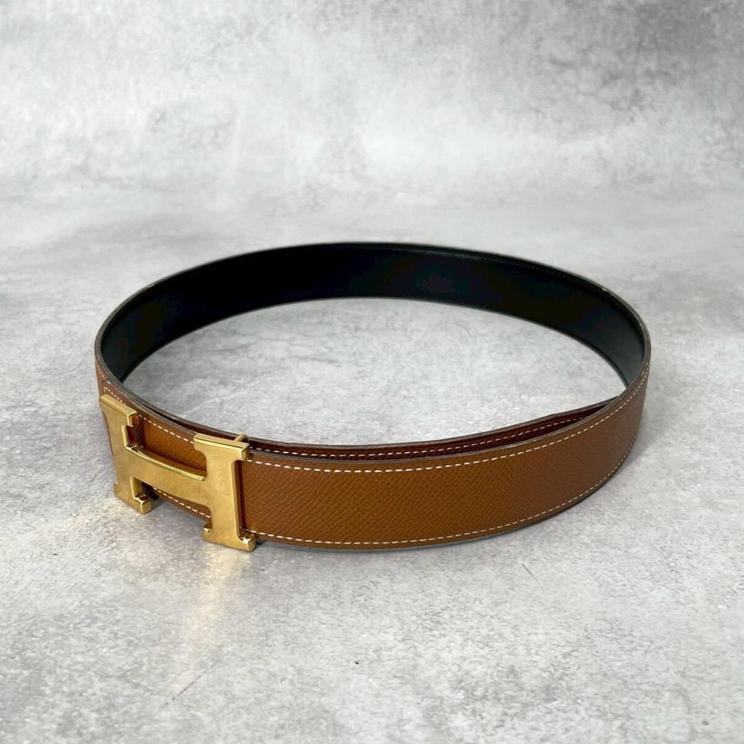 極美品◆HERMES エルメス ベルト Hベルト ゴールドロゴ（75）□A刻印
