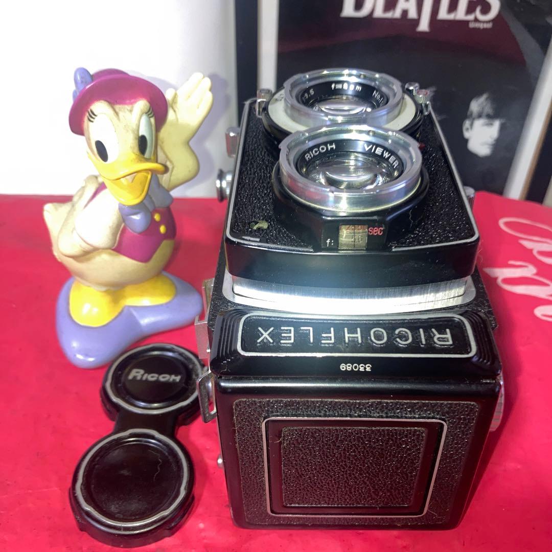 ヴィンテージ理研RICOHFLEX 二眼レフ外観合皮塗装目立つ傷無機能動作完動品