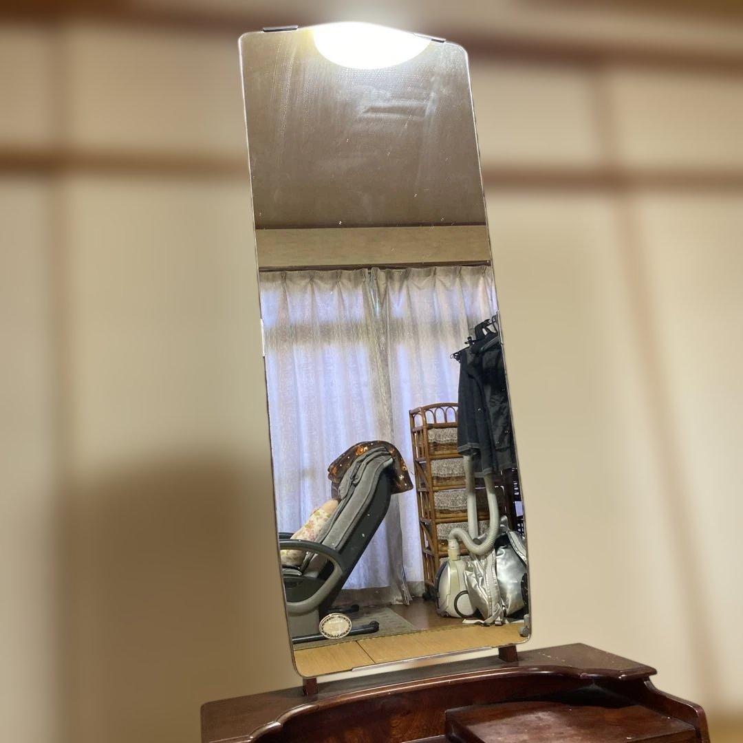 一面鏡　ダークブラウン ドレッサー・鏡台 大きな鏡付き　昭和レトロ