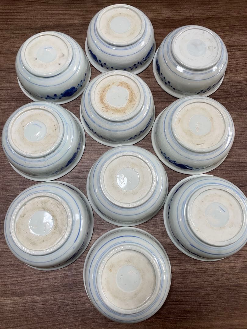 【現状品】古伊万里 染付 花蝶柄 菓子鉢10個セット アンティーク レトロ 陶器