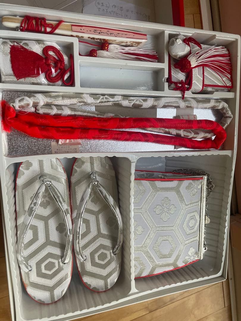 七五三　作り帯　草履　バッグ　はこせこセット（7歳）