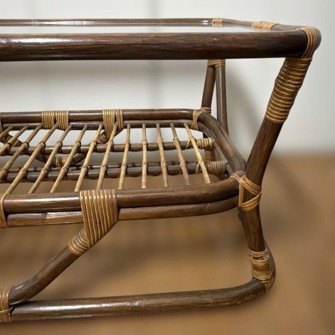 ヴィンテージラタンガラステーブル