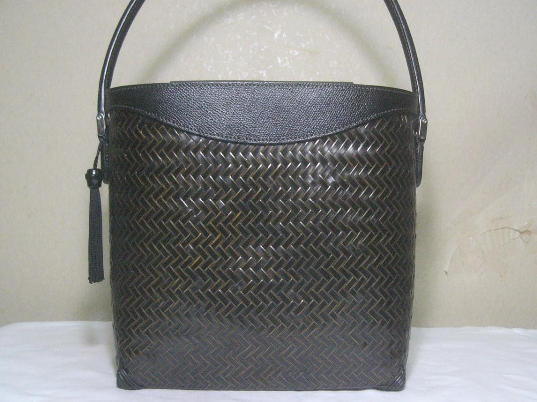 未使用☆公長斎小菅 こうちょうさいこすが 竹籠バッグ ダークブラウン 焦げ茶系