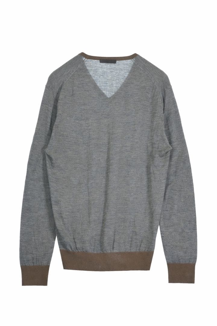 2012 PRADA Vネックニット　イタリア製　ブラウン×グレー