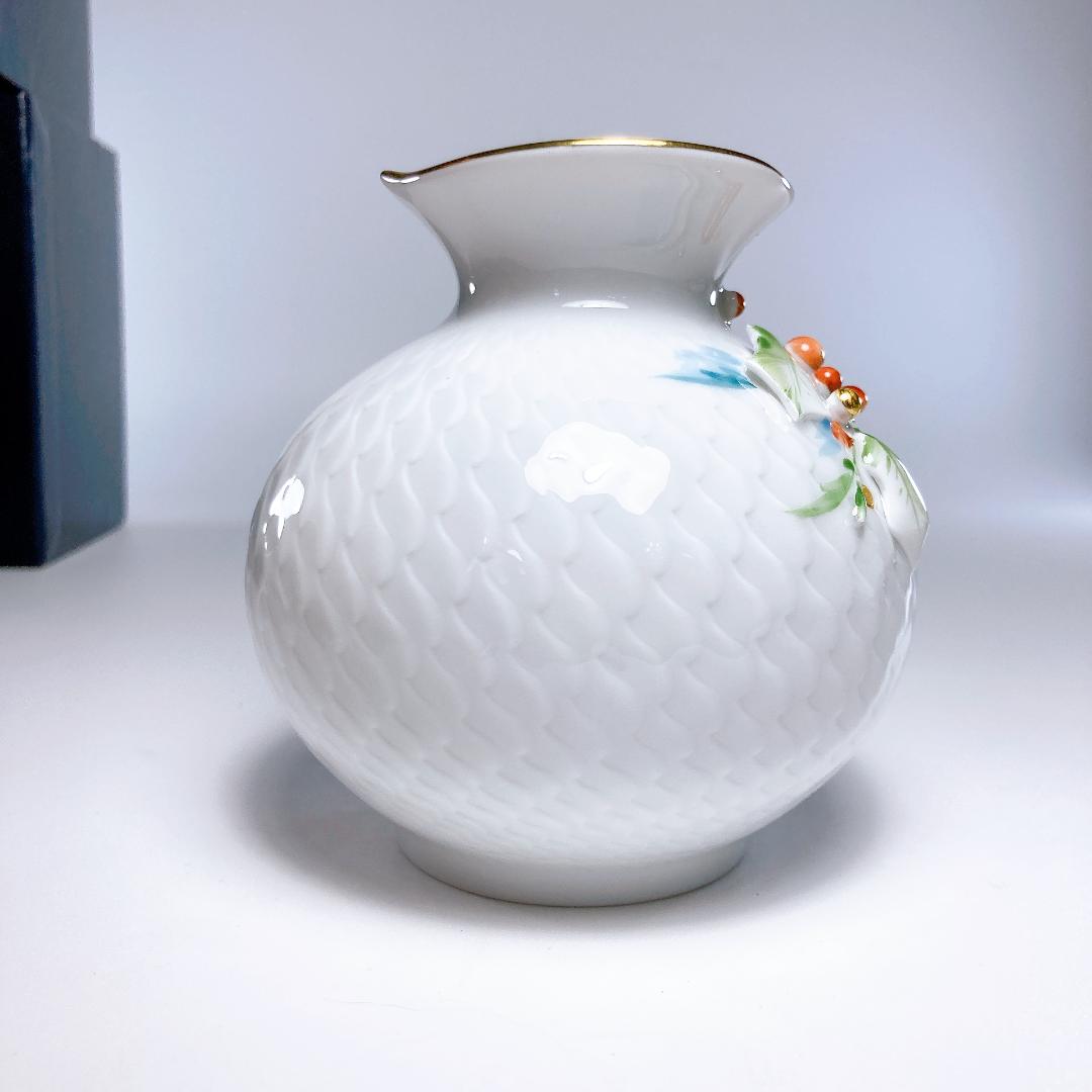 Meissen マイセン ヒイラギ 波の戯れ 花瓶 9cm　柊 |3165|☆