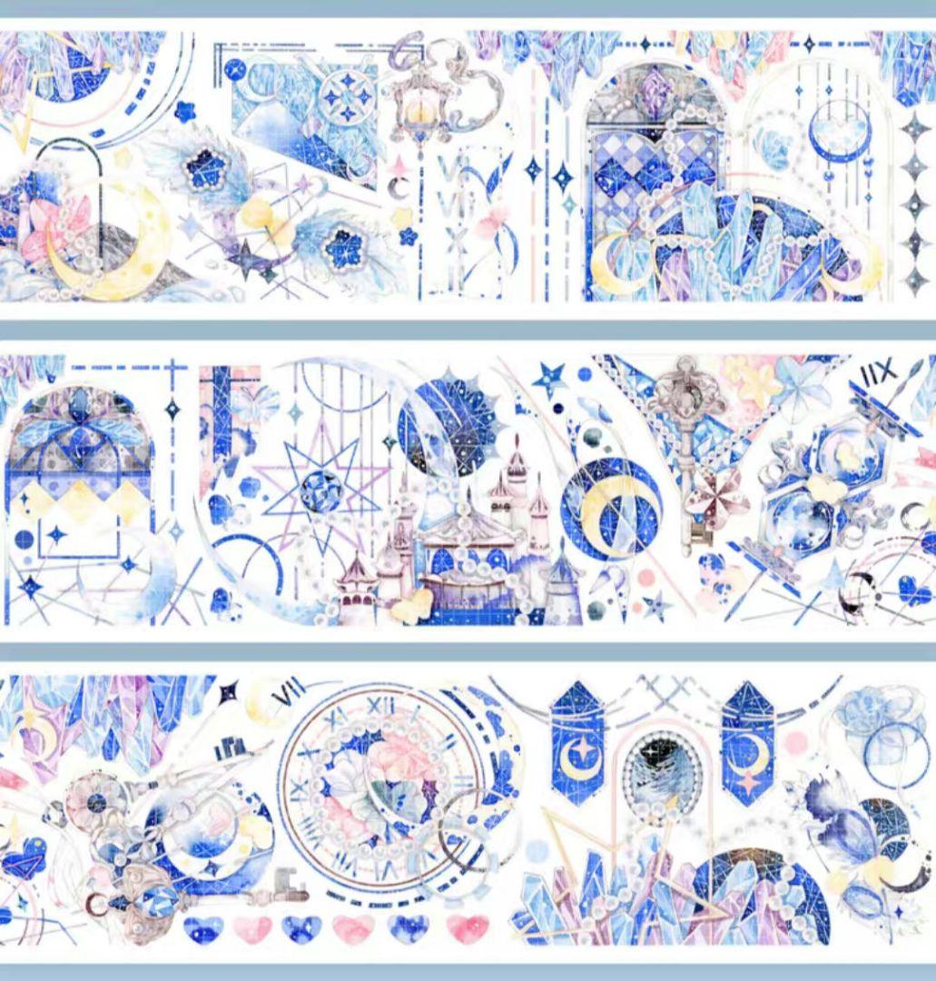 巻売 500★ 海外 マスキングテープ マステ PET 装飾 月 星 銀ホロ