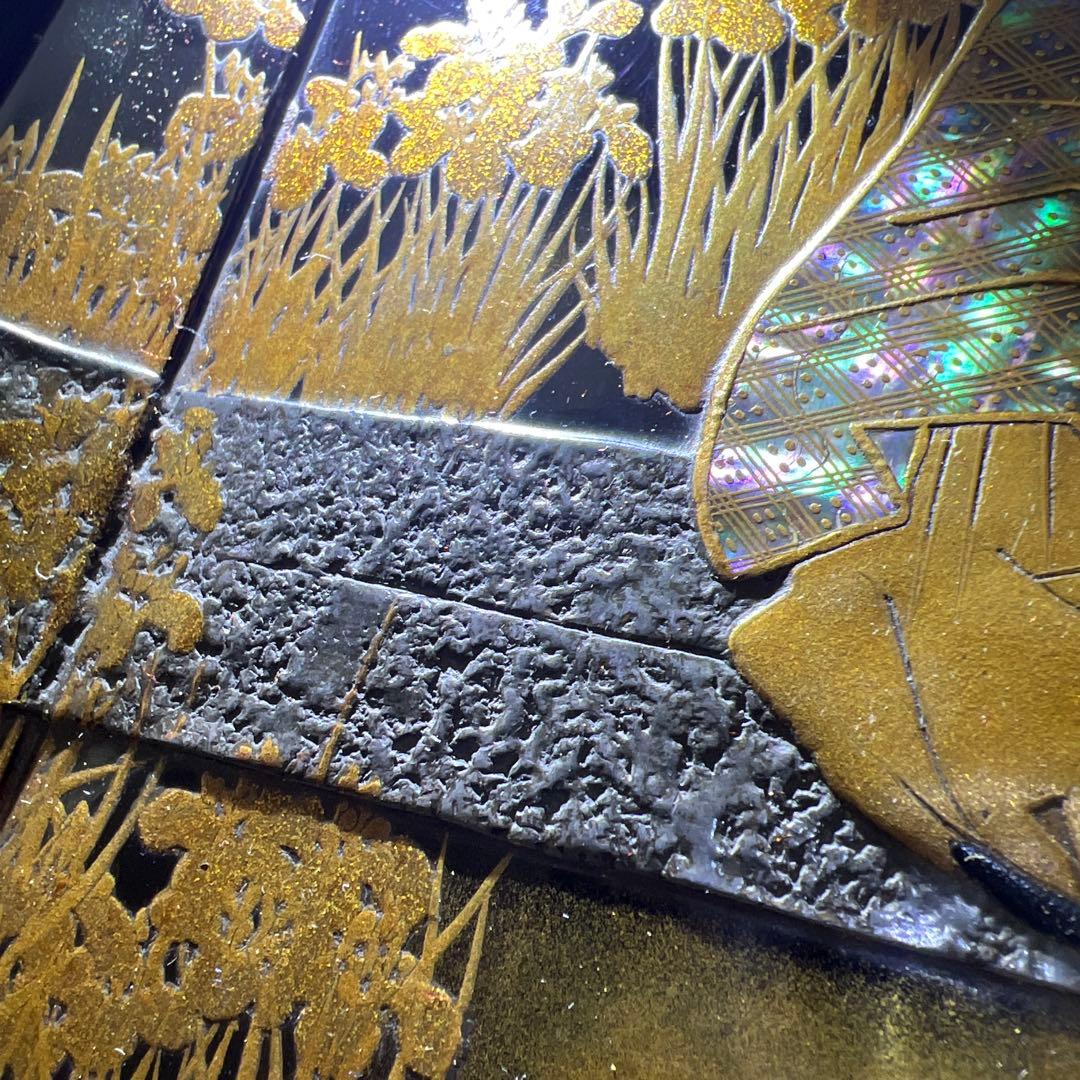 専用　時代盛蒔絵　八橋図盆　木箱付　幅25.8㎝　東Y7-1229☆2Fトヒルト