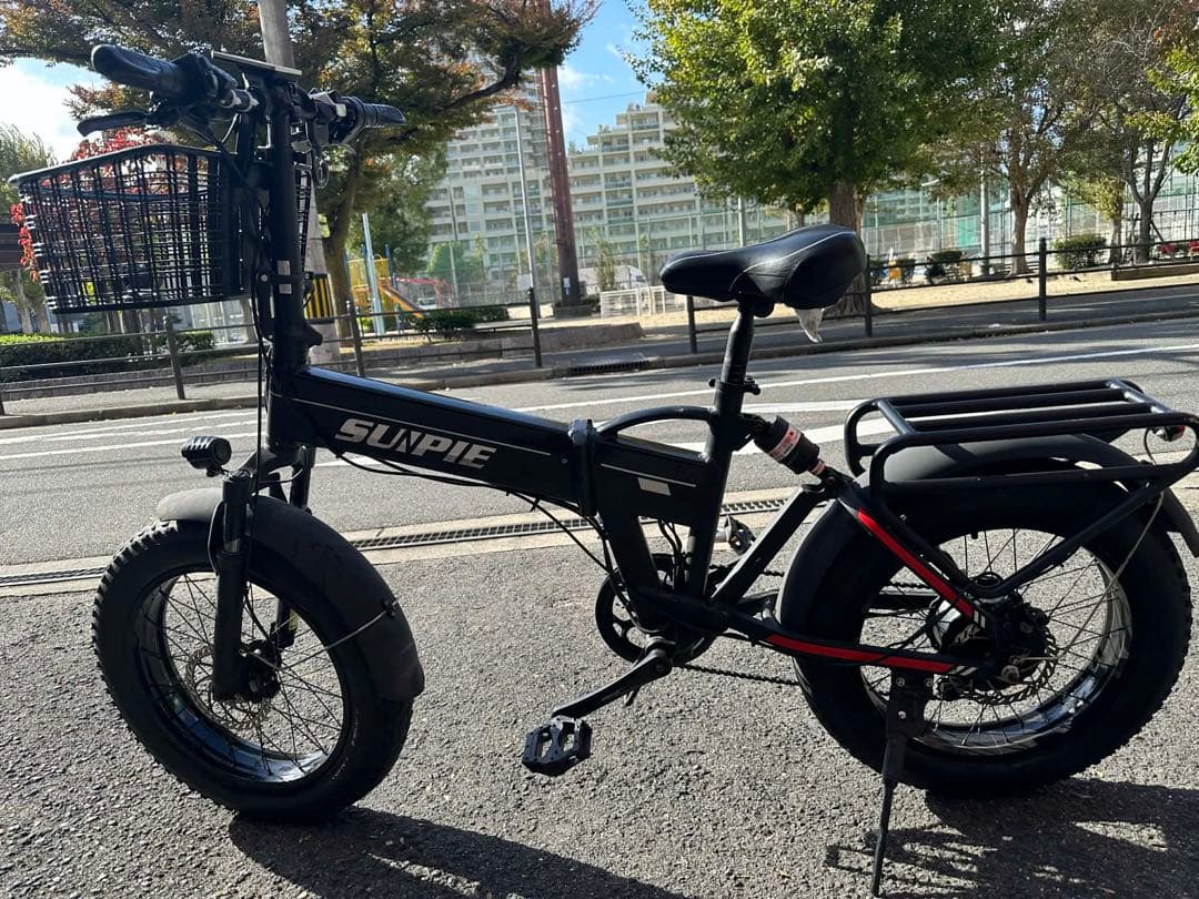 SUNPIE 電動アシスト自転車 折りたたみ 太タイヤ 手渡し（九条駅）