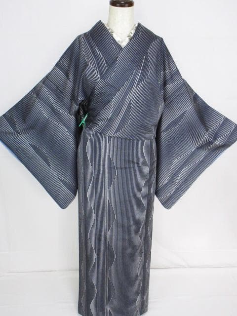 未着用に近い！本場縞大島紬＊もり絹織物＊着物＊証紙あり＊１６３ｃｍ＊裄６７