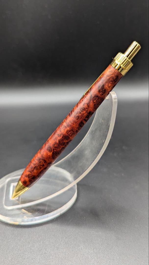 464ペン工房翌檜　極上　本花梨　瘤杢　木軸シャーペン　ボールペン