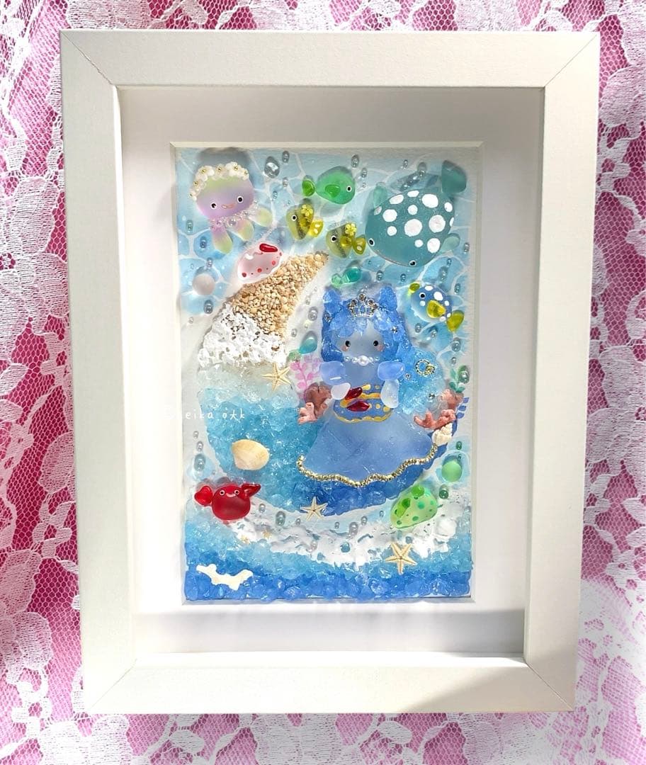 海のお月様 ウミウシのプリンセス インテリア シーグラスアート アクアリウム 鮫