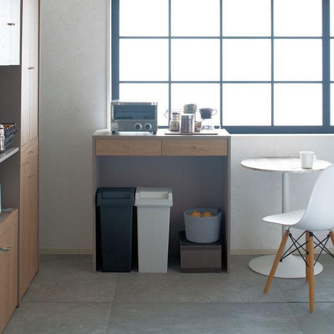 ゴミ箱上キッチンカウンター幅90 ダストカウンター 引出付 収納（182）