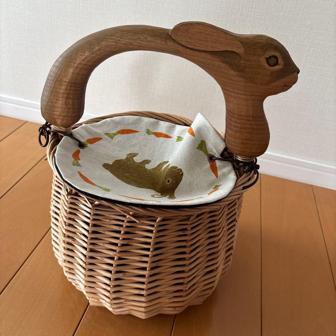 KIYATA 木工アート　うさぎハンドル　バスケット