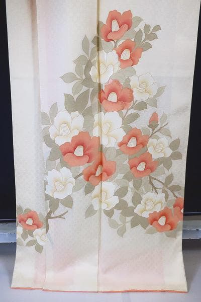 ★専用★未使用品 訪問着 オフホワイト 友禅 椿身丈161cm 裄丈66.5cm