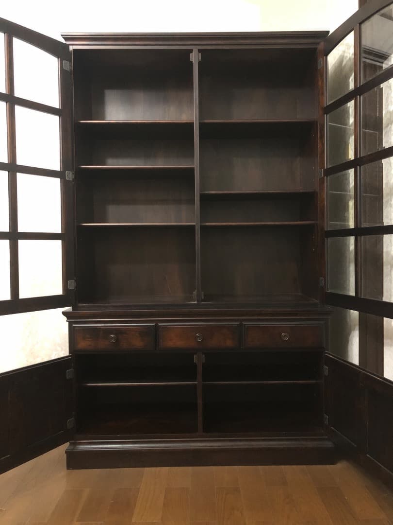 【たのメル便　送料込み】木製ガラス扉キャビネット 書棚 食器棚