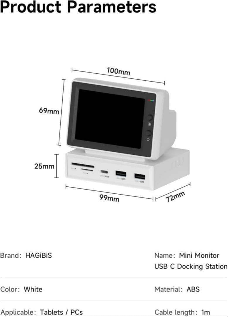 【新品】Hagibis 3.5インチ IPS ミニモニター ハブ搭載