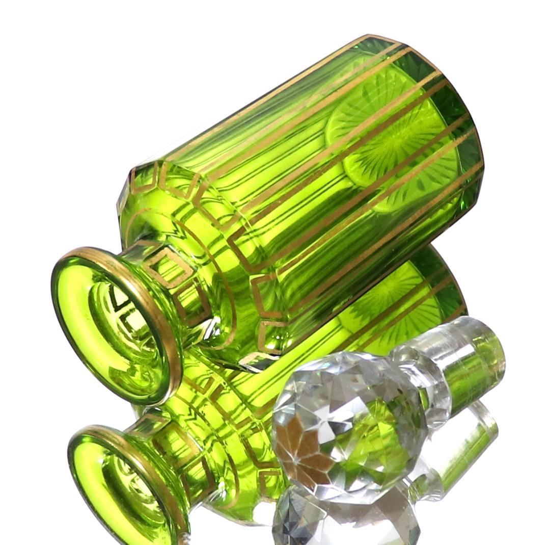 オールド・バカラ 稀少 ルイ16世様式 緑ガラス 金彩装飾多面体 香水瓶 ボトル