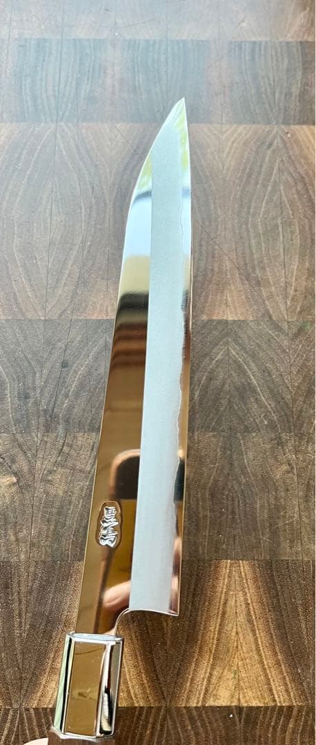 土佐打刃物 黒鳥鍛造工場 200mm 両刃 柳刃 刺身　包丁 銀三鋼 鏡面仕上