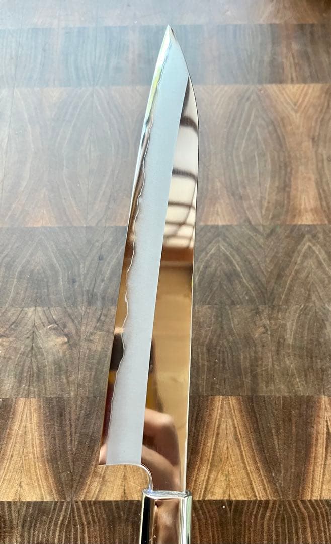 土佐打刃物 黒鳥鍛造工場 200mm 両刃 柳刃 刺身　包丁 銀三鋼 鏡面仕上