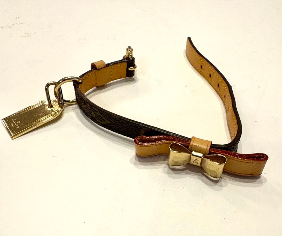 ヴィトン☆首輪　リボン　ドッグチョーカー　モノグラム コリエ・バクスター　XS