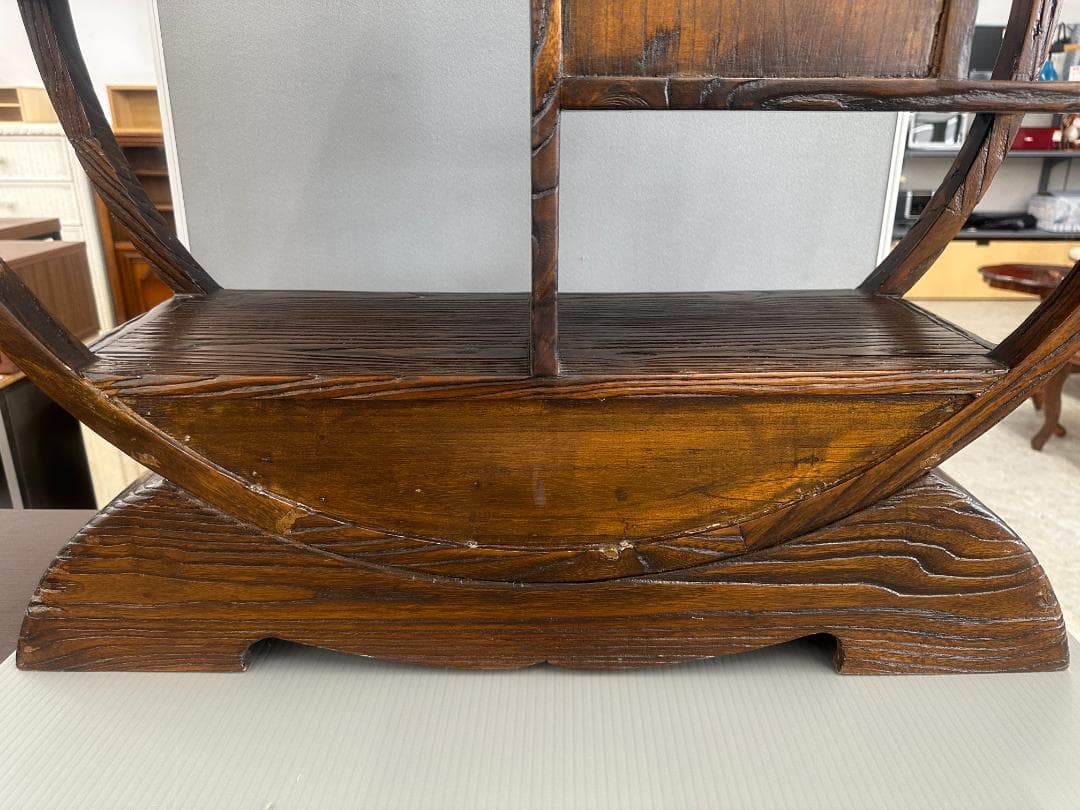 飾り棚　無垢材　円形　ヴィンテージ　アンティーク　ブラウン