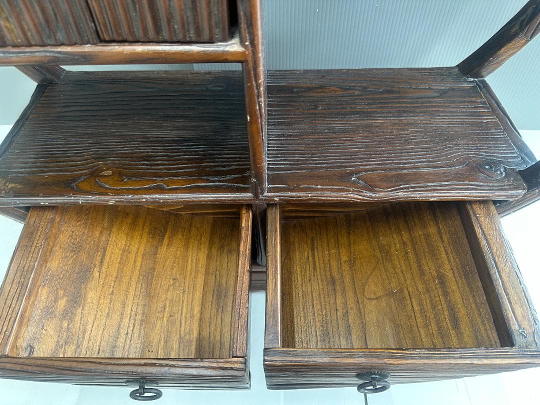 飾り棚　無垢材　円形　ヴィンテージ　アンティーク　ブラウン