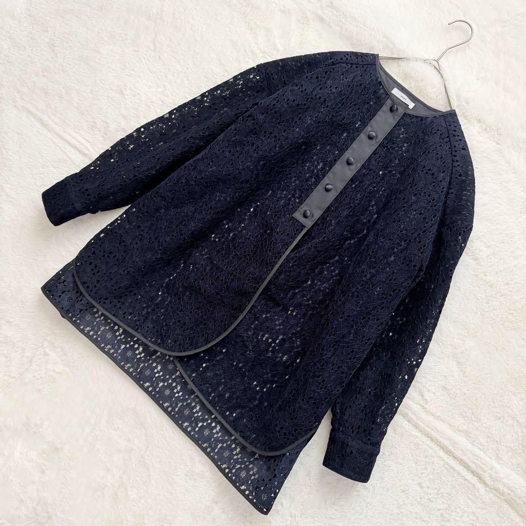 完売品✨yori フロッキーレースシャツ　ネイビー　Fサイズ 2025AW