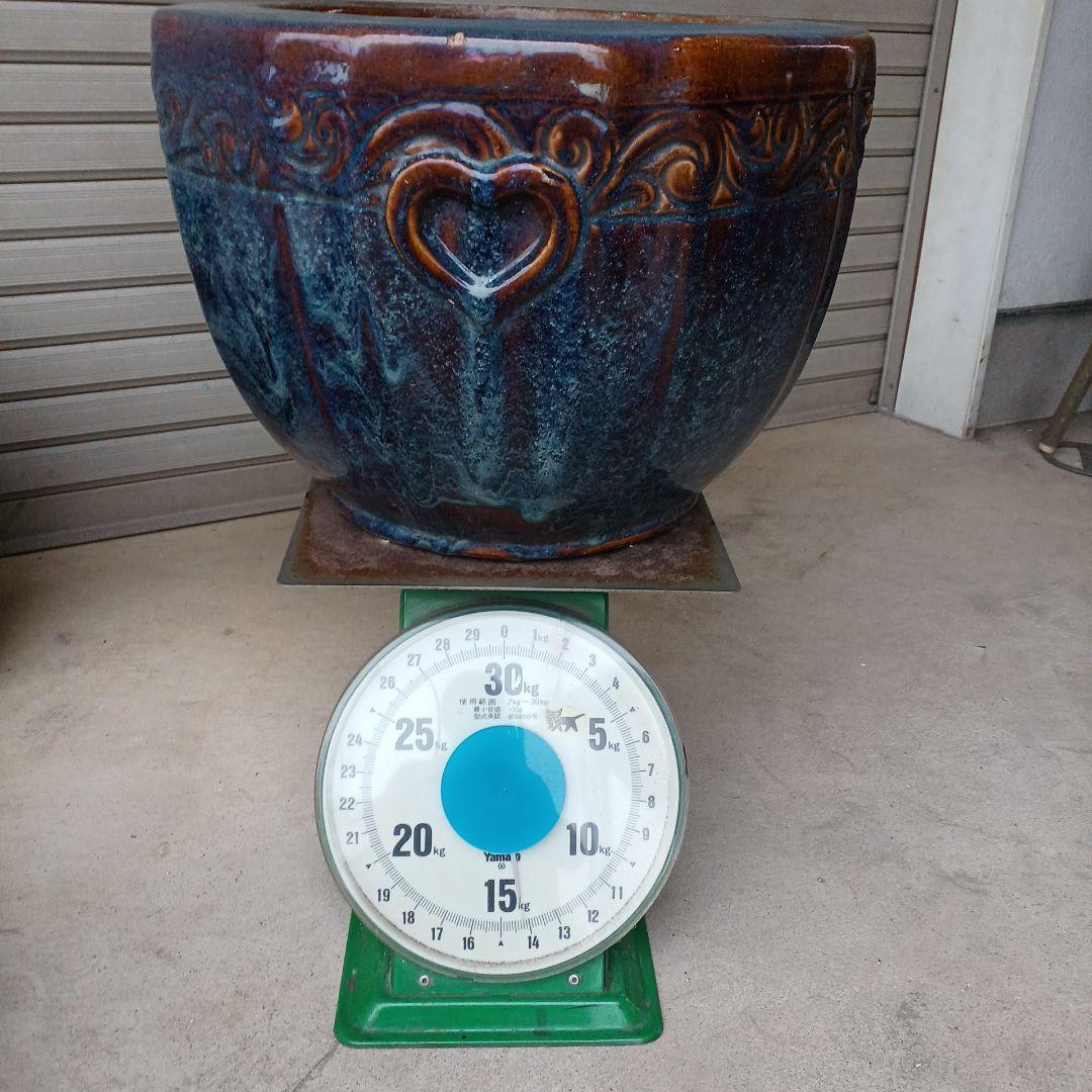 青茶火鉢　水鉢　花鉢　メダカ鉢