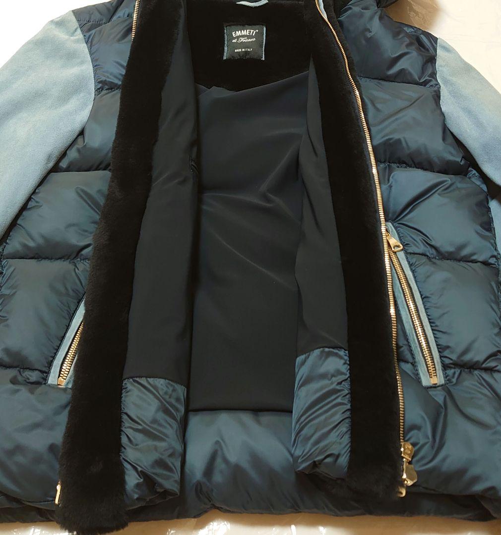 エンメティ GART 48 紺 ダウン ムートン スエード ジャケット